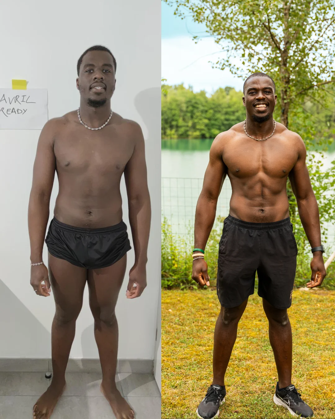 Avant/après Filipo · −17 kg, +9 kg de masse musculaire